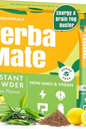 Yerba Mate 4000mg Tea Instant Powder - 30 Packets, No Sugar | Clean Energy No Crash | 10 in 1 Super Formula | With Ginseng, Rhodiola, Prebiotic, L-Theanine | Supports Gut Health | Stay Refreshed and Focused