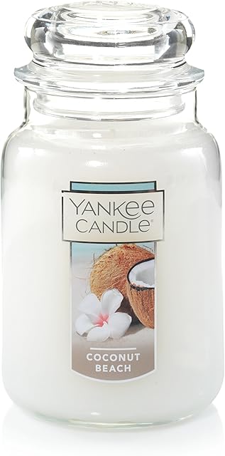 Yankee Candle Coconut Beach Scented Classic 22oz Large Jar Single Wick Candle Over 110 Hours of Burn Time Ideal for Gift-Giving Special Occasions