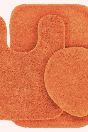 3 pc Solid Orange Bathroom Rug Set Bath Mats Bath Set Bathroom