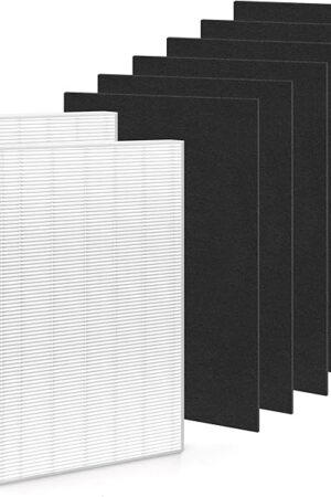 2+6 Aera Max 300 HEPA Filter Replacement Compatible with Fellowes AeraMax 290 300 DX95 Air Puri-fier True HEPA Air Filter, Fit AP-300PH HF-300 Part#9287201, 2x H13 HEPA+6x car-bon Pre-Filter