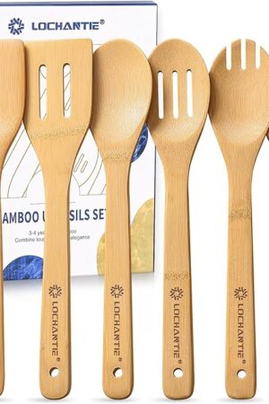 Wooden Spoons for Cooking Kitchen Utensils Set 6 pcs Bamboo Wooden Spoons & Spatula Cooking Utensils