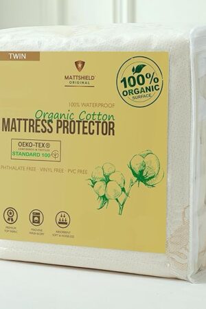 Waterproof Organic Mattress Protector Twin - Organic Cotton Breathable Mattress Pad Cover - 250 GSM Comfort - Deep Pocket - Fitted Comfort