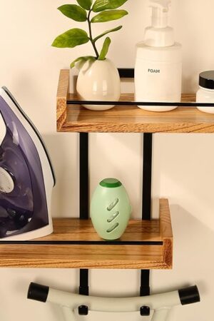 Wooden Wall-Mounted Ironing Board Holder, Metal 2-Layer Iron and Ironing Board Hanger, T&Y Shaped Space Saving Iron Holder for Laundry Room Organization and Storage