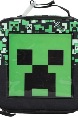 Bioworld Minecraft Square Insulated Lunchbox with Mesh Side Pocket