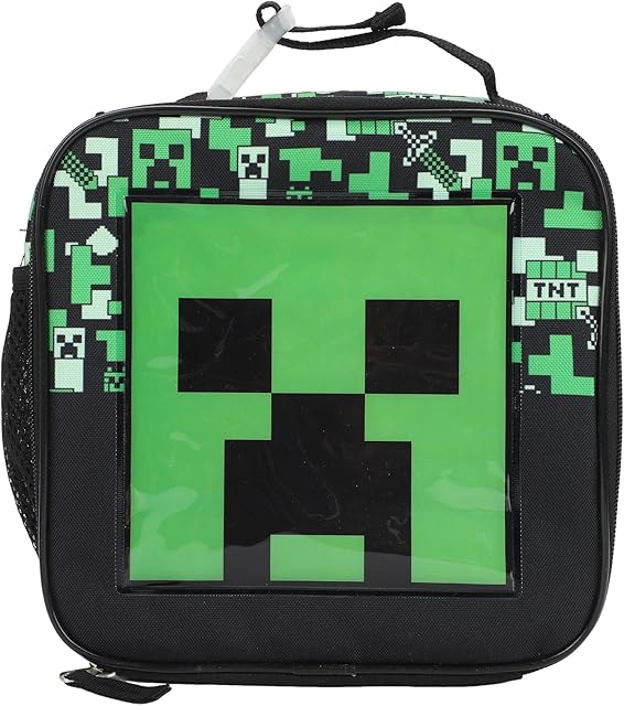 Bioworld Minecraft Square Insulated Lunchbox with Mesh Side Pocket