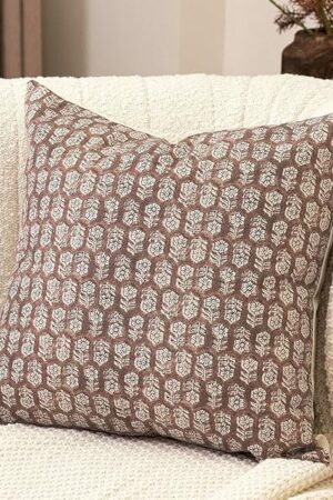 Amor Virisso Floral Pillow Covers 20x20 Farmhouse Neutral Decorative Pillow Covers for Couch Accent Sofa Pillows 1PC, Cognac Brown