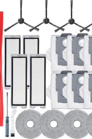 19Pcs Replacement Parts for Roborock Qrevo?Not for Qrevo S/Qrevo Pro/Qrevo Plus】Qrevo Vacuum Cleaner Accessories Kit,1 Main Brush 4 Mop Pads 4 Side Brush 4 Hepa Filters 6 Vacuum Bags