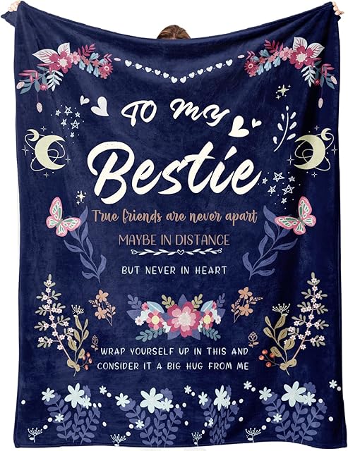 Bestie Gifts for Women on Christmas - Best Friend Blanket Gift 60 x 50 Inch - Bestie Gift, Best Friend Happy Birthday Gifts - Friendship Flannel Throw Blanket Thinking of You Far Away Gifts