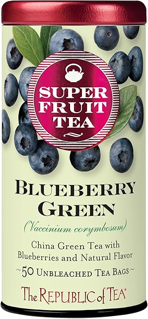 The Republic of Tea Organic Blueberry Green Superfruit Tea, 50 Tea Bag Tin