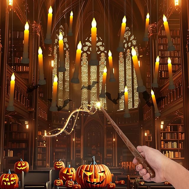 Amagic Floating Candles Taper Candles Magic Hanging Candles 12pcs Warm Light