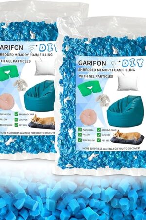 10lbs Bean Bag Filler, Bean Bag Filling, Pillow BeanBag Stuffing, Shredded Memory Foam Filling, Punching Bag Filler, Foam Refill for Couch/Stuffed Animal Stuffing, Added Gel Particles