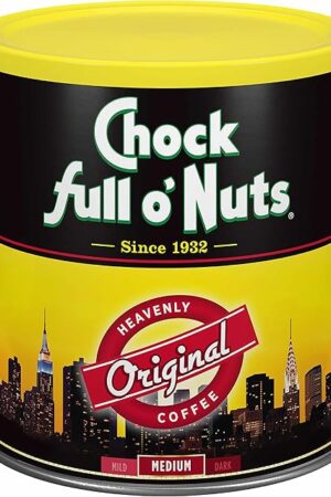 Chock Full o’Nuts Original Roast, Medium Roast Ground Coffee – Gourmet Coffee Beans – Smooth, Full-Bodied and Rich Coffee (30.5 Oz. Can)