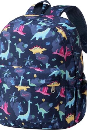 Vorspack Toddler Backpack for Boys - 12 Inch Kids Backpack for Boys Ages 3-4, Cute Dinosaur Bookbag School Bags for Kindergarten, Preschool - Blue