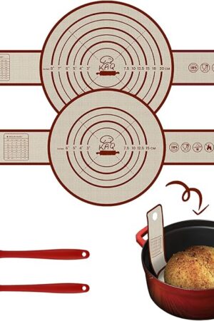 Bread Sling Silicone Baking Mat: Reusable Sourdough Liners for Dutch Oven with Long Helper Handles