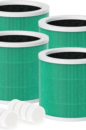 4 Pack HY1800 H13 True HEPA Replacement Filter (with Extra 8-Pieces Aroma Pad) Compatible with MORENTO/CHIVALZ/Loytio/AYAFATO/IOIOW HY1800 Purifier, 3-in-1 Filtration System