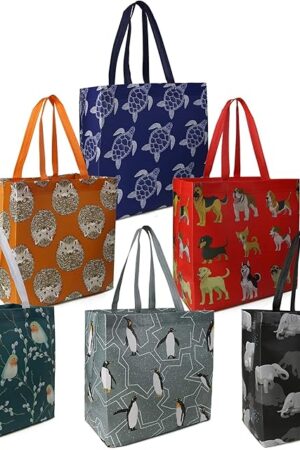 BeeGreen Animal Reusable Grocery Bags Lightweight Shopping Totes