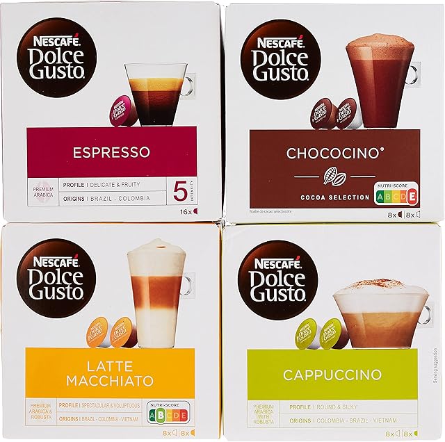Nescafe Dolce Gusto 4 Flavour Variety Pack (64 Capsules) Boxed
