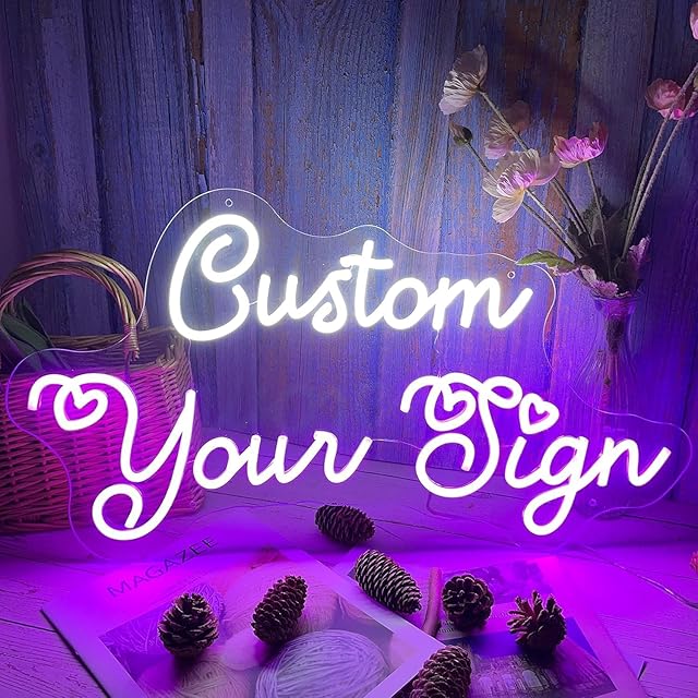 Custom Neon Signs for Wall Decor, Large Personalized Neon Siqn with Dimmer Customized Light Up Siqn Birthday Christmas Wedding Gift Bar Party Bedroom Customizable Neon Logo Name Light