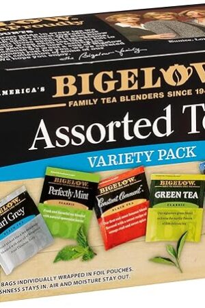 Bigelow Tea Collection Black & Green Teabags Box, Caffeinated, Packaging & Flavor Assortment May Vary, Assorted, 18 Count, Pack of 6