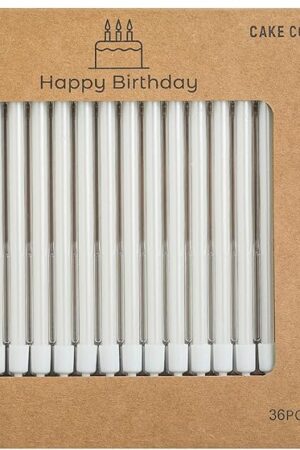 36-Count Pearl White Long Thin Birthday Candles, Cake Candles, Birthday Parties, Wedding Decorations, Party Candles