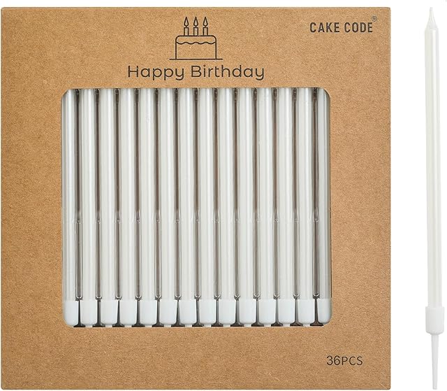 36-Count Pearl White Long Thin Birthday Candles, Cake Candles, Birthday Parties, Wedding Decorations, Party Candles