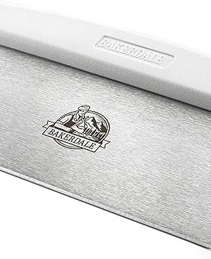 Bakerdale Large Bench/Dough/Cake Scraper, Icing Smoother Spreader, 10-inch Long Stainless Steel Blade, with white Polypropylene Handle