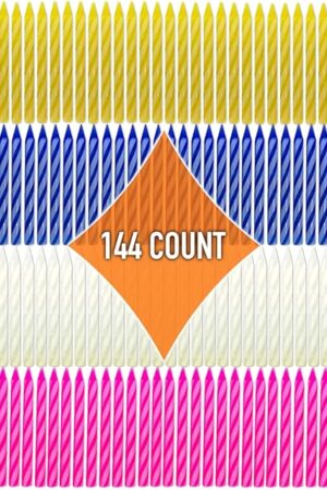 By The Cup Birthday Candles, 6-24 Count Packs in Pink, White, Blue, and Yellow (Pack of 144)