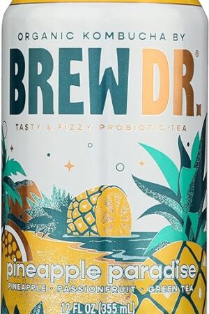 BREW DR Organic Pineapple Paradise Kombucha 4pk, 12 FZ