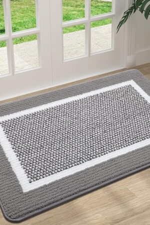Colorxy Indoor Door Mat, Non-Slip Absorbent Resist Dirt Entrance Mat, Sturdy Low-Profile Inside Floor Mats, Washable Front Entry Doormats for Entryway, 32''x20'', Grey