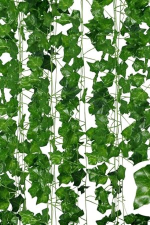 ADORAMOUR Artificial Ivy Garlands - 6Pack x 83 Inch Length - Realistic Fake Vines for Room Aesthetic and Garden Wall Decoration for Indoor Outdoor, Green Faux Leaves Plastic Hanging Plants Greenery