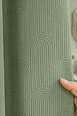 Awellife Sage Green Shower Curtains for Bathroom Cotton Fabric Touch Bohemian Mid Century Boho Minimalist Arch 72" L X 72" W