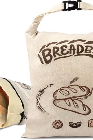 Beeswax Bread Bags for Sourdough, Large Size Sourdough Bread Bags with Beeswax to Keep Freshness Longer, Washable and Reusable Sourdough Storage Bag (2 Pack) (Beige)