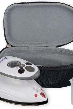 The Quilted Bear Mini Steam Iron - Lightweight Mini Travel Iron for Effortless Quilting & Wrinkle-Free Clothes with Hard Shell Case - Travel Steamer Craft Press for Clothes & Crafts (Black)