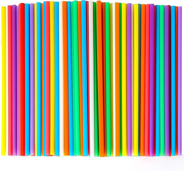 500 Pcs Colorful Disposable Drinking Plastic Straws.(0.23'' diameter and 8.26" long)-8 Colors