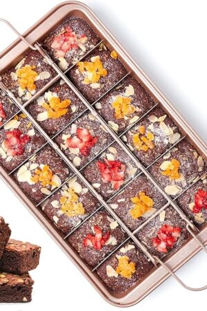 Brownie Pan with Dividers Nonstick Brownie Pans and Cutters, Make 18 Pre-cut Brownies at Once Perfect Individual Brownie Baking Pan All Edge - 12 X 8 X 1.6 Inches