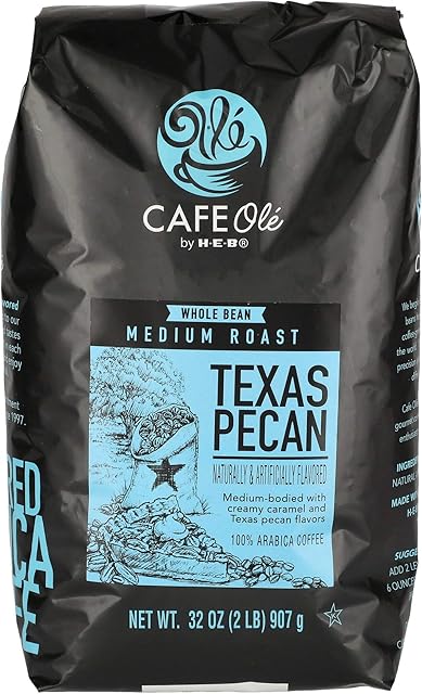 Cafe Ole Texas Pecan Medium Roast Whole Bean Coffee 32 oz