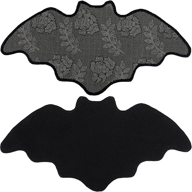 Bat Bath Mat Bathroom Rug for Spooky Decor,Gothic Witchy Mat for Bathroom,Horror Halloween Black Bats Mat for Kitchen