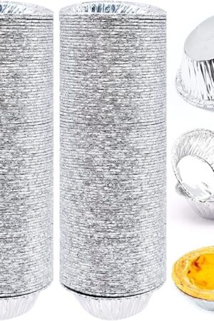200 PCS Egg Tart Baking Cups, Disposable Aluminum Foil Liners for Pudding, Cupcake, Muffin, Creme Brulee Baking