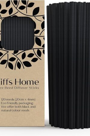 Ziffs Home® 120pcs Black Fibre Reed Diffuser Sticks - 20cm/7.87in x 4mm/0.16in - Thick Reeds Sticks - Fibre Reeds for Diffusers
