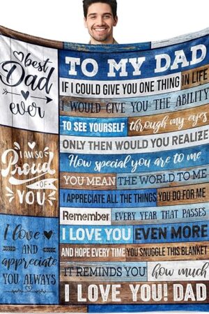 Dad Birthday Gift Birthday Gifts for Dad from Daughter Son Best Dad Gifts Soft Throw Blanket for Bedding Sofa (Dad Gifts, 50 x 60 Inch)