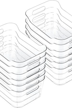 Clear Plastic Storage Bins, Set of 12, Multi-Use Organization and Storage Containers for Pantry, Cabinet, Refrigerator, Freezer, Bathroom, Organizer Bins for Home & Kitchen