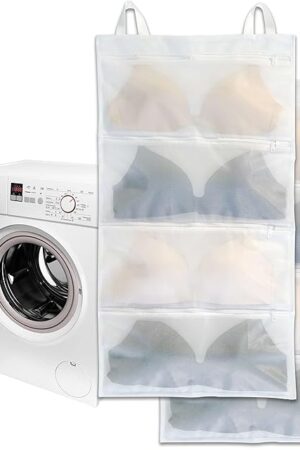 Bra laundry bags for washing machine, 2pc, Holds 8 A-D cups sizes, Cleans, Drys, Storage and Dust-proof 4-in-1, Cleans Better Than a Single Laundry Bag