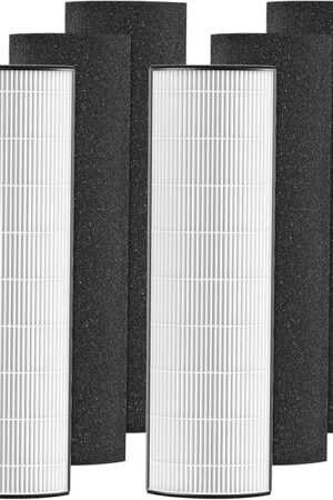 2-in-1 HEPA Replacement Filter Compatible with Pure Enrichment PureZone Elite 4-in-1 Air Purifier (PEAIRTWR), Carbon Activated Pre-filter + HEPA Air Filter, 2 Pack