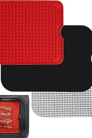 Air Fryer Liner Accessories for Ninja Foodi XL Smart FG551 6-in-1 Indoor Grill, Reusable Heat Resistant Mat for Air Fryer, Ninja Foodi Accessories, Easy Clean Replacement for Parchment Paper