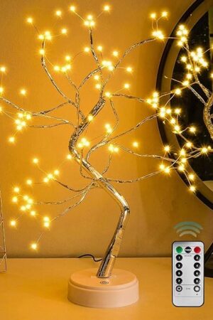 20? 108LED Fairy Sparkly Tree Lamp with Remote Control, USB&3AA Powered 8 Modes, DIY Bonsai Artificial Tree Lights, Fairy Spirit Tree Light for Bedrooms Desktop Christmas (Warm White)