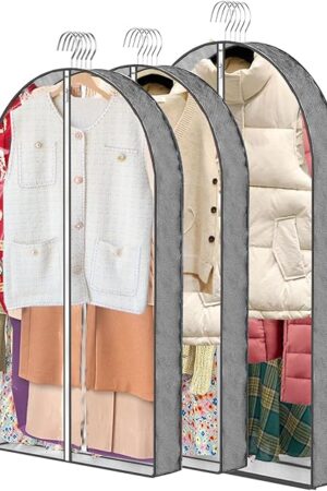 3 Pcs Garment Bags, 40" & 50" PEVA Moth-Proof Breathable Dust Cover, Hanging Clothes Covers with Bedroom, Suits, Padded Clothes, Shirts Prevent Dust