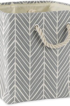 DII Polyester Container with Handles, Herringbone Storage Bin, Large Square, Gray