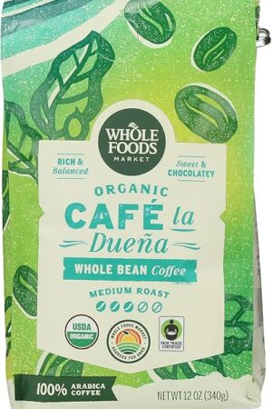 Whole Foods Market, Organic Café la Duena Whole Bean Coffee, Medium Roast, Rich & Balanced, Sweet & Chocolatey, 12 Ounce