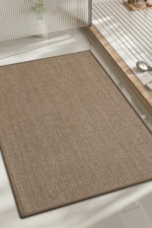 chakme Bathroom Rugs Mat 24x17, Ultra Thin Non Slip Bath Mat Small Quick Dry Absorbent Bath Mat for Bathroom Floor, (Dark Beige, 24"x17")