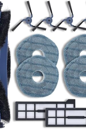11 Pack Replacement Parts Mop Pads for eufy X10 Pro Omni Accessories Robot Vacuum Accessories, 1 Roller Brush, 2 Filters, 4 Side Brush, 4 Mop Pads